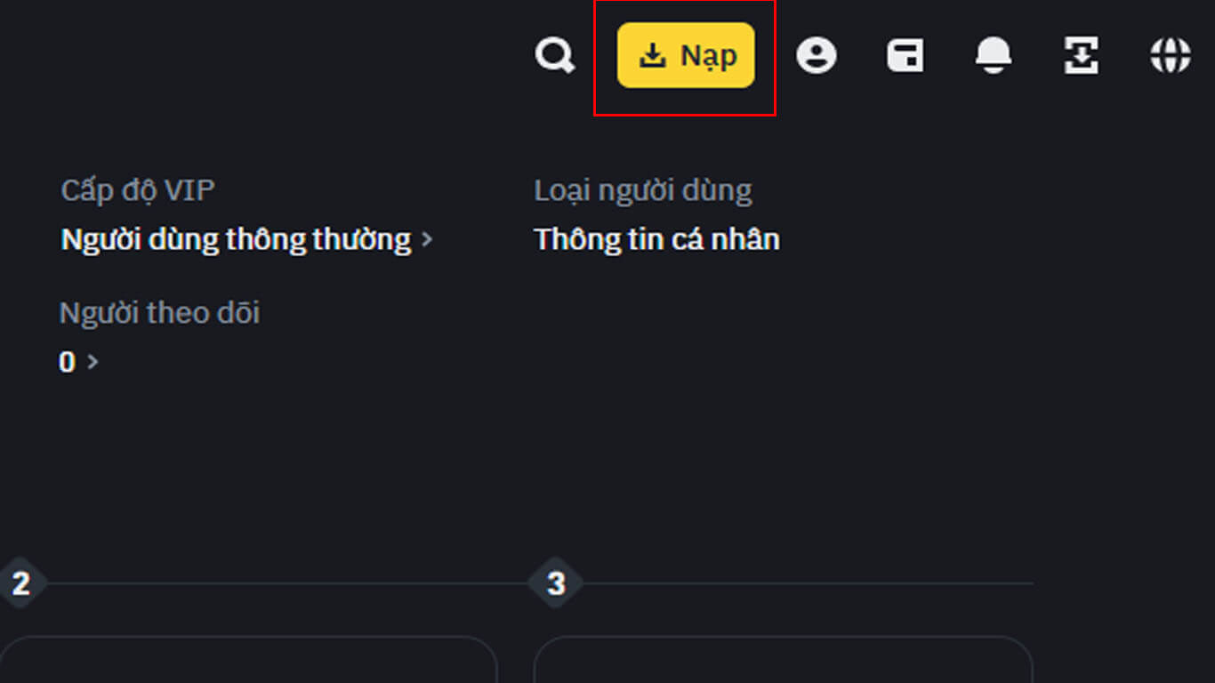 Chọn “Nạp” tại giao diện chính
